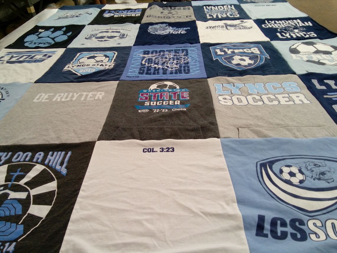 T-shirt quilt featuring lynden christian soccer team by Rochele from WA