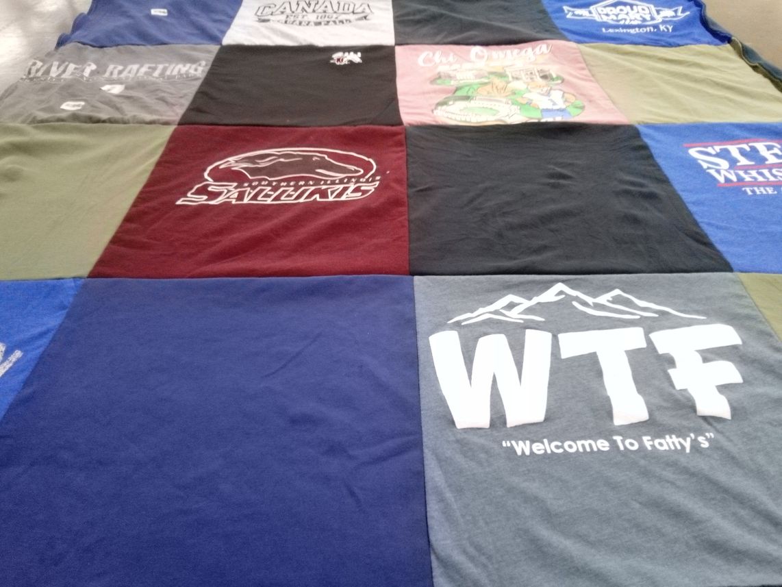 T-shirt quilt featuring southern illinois university salukis by Cathy from GA