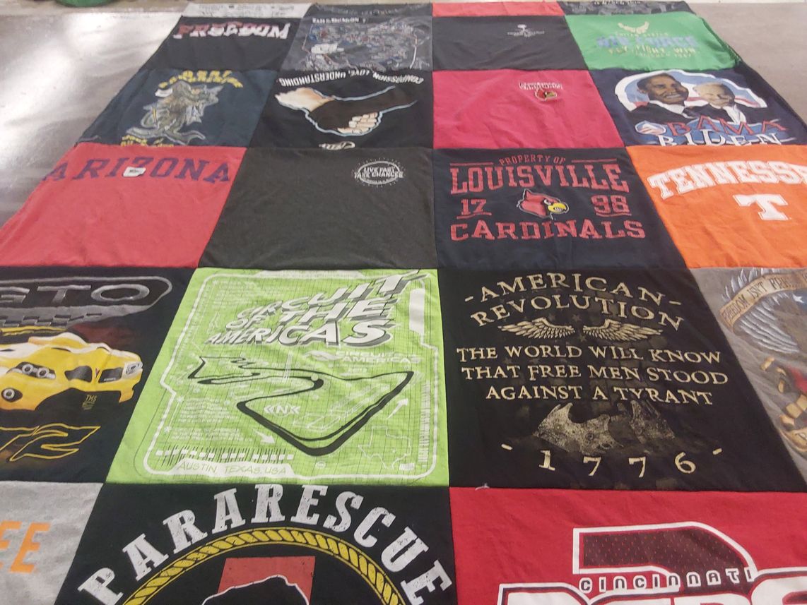 T-shirt quilt featuring louisville cardinals, tennessee volunteers by N from KY