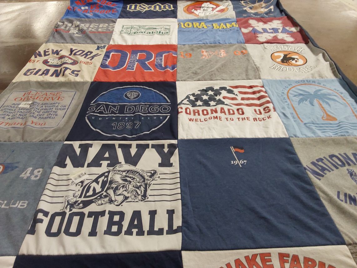 T-shirt quilt featuring new york giants, navy football by Colleen from CA