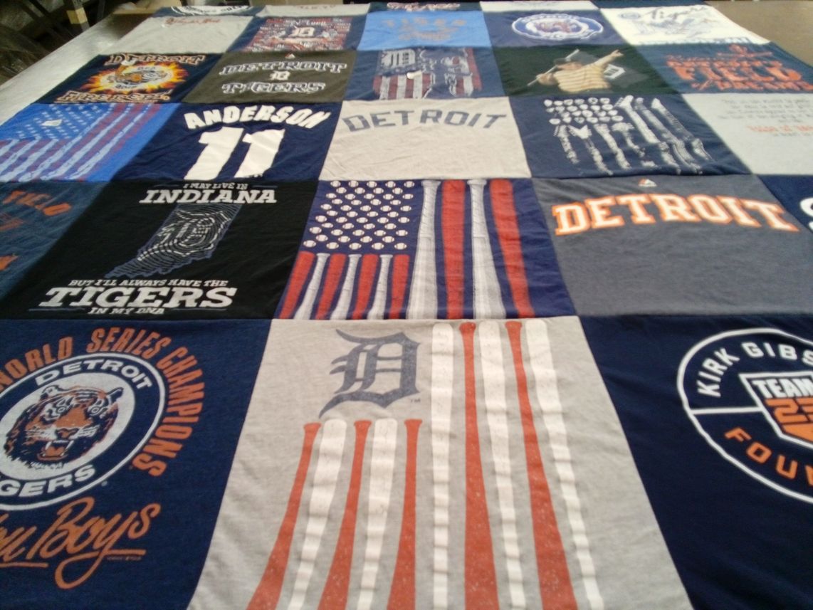 T-shirt quilt featuring detroit tigers by Joe from IN