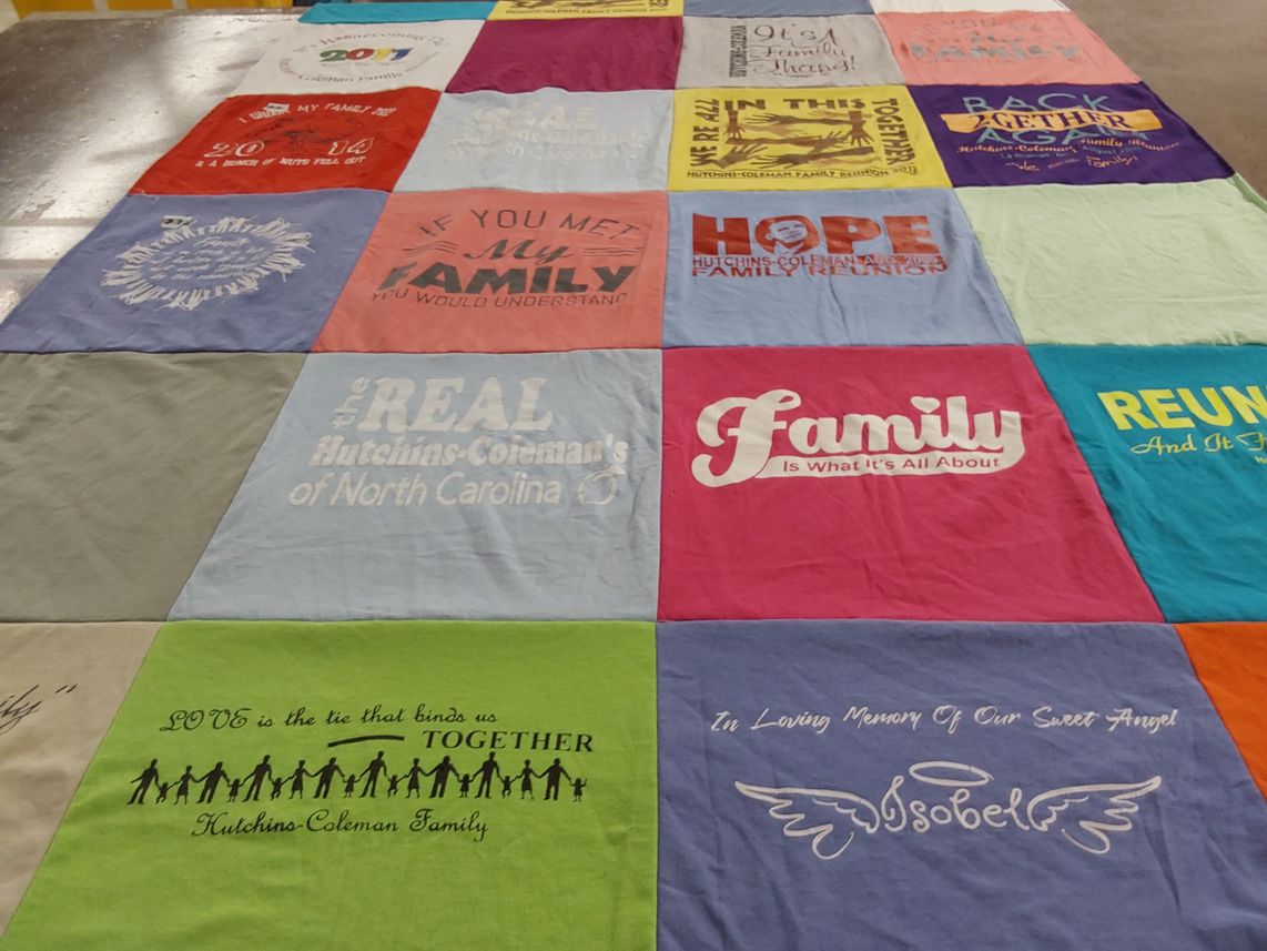 T-shirt quilt with family, reunions themes by Ashton from NC