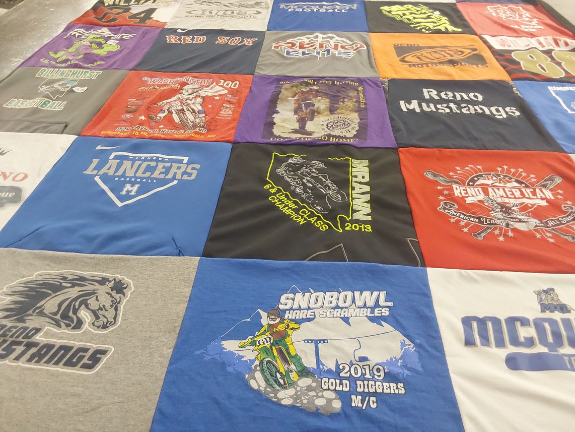 T-shirt quilt featuring reno mustangs by Tavia from NV