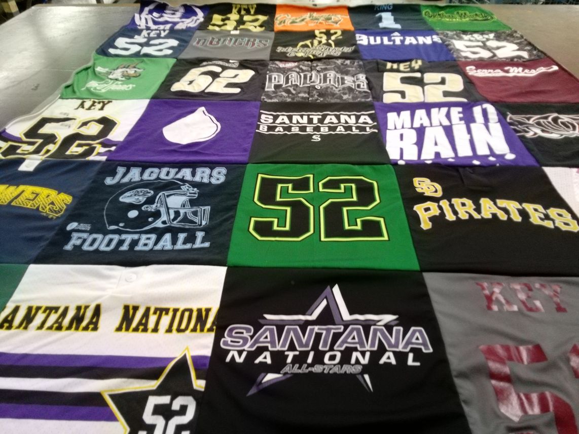 T-shirt quilt featuring jaguars football, key sultans by Erin from CA
