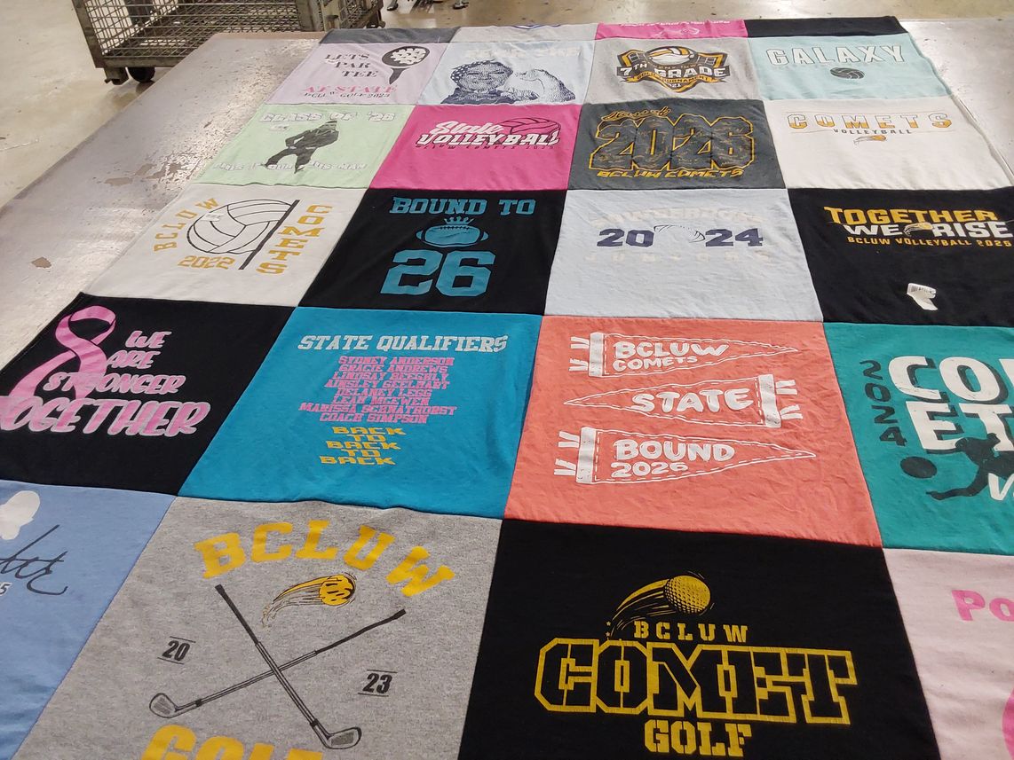 T-shirt quilt featuring bcluw comets volleyball by Quinn from WI