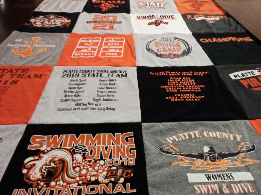 T-shirt quilt featuring platte county swim and dive by Elizabeth from MO