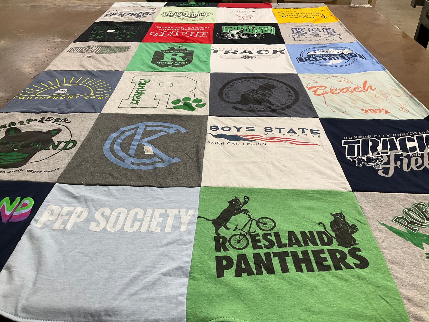 T-shirt quilt featuring roseland panthers by Amy from KS