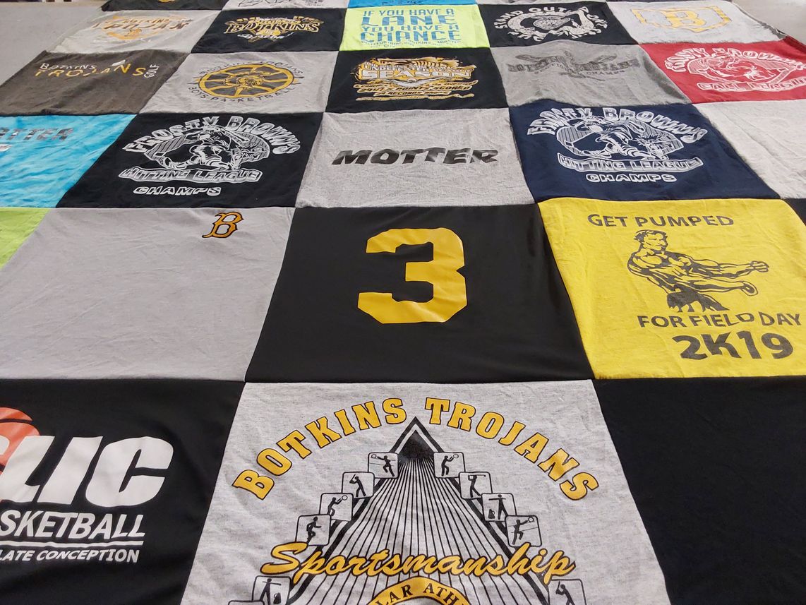 T-shirt quilt featuring botkins trojans by Stacy from OH