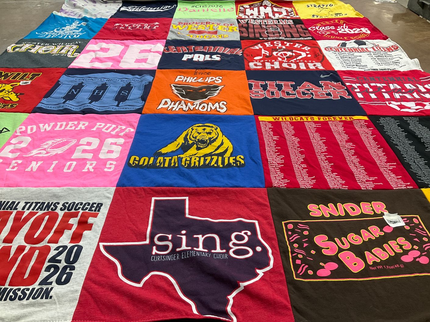 T-shirt quilt featuring centennial high school soccer, golata grizzlies by kelley from TX