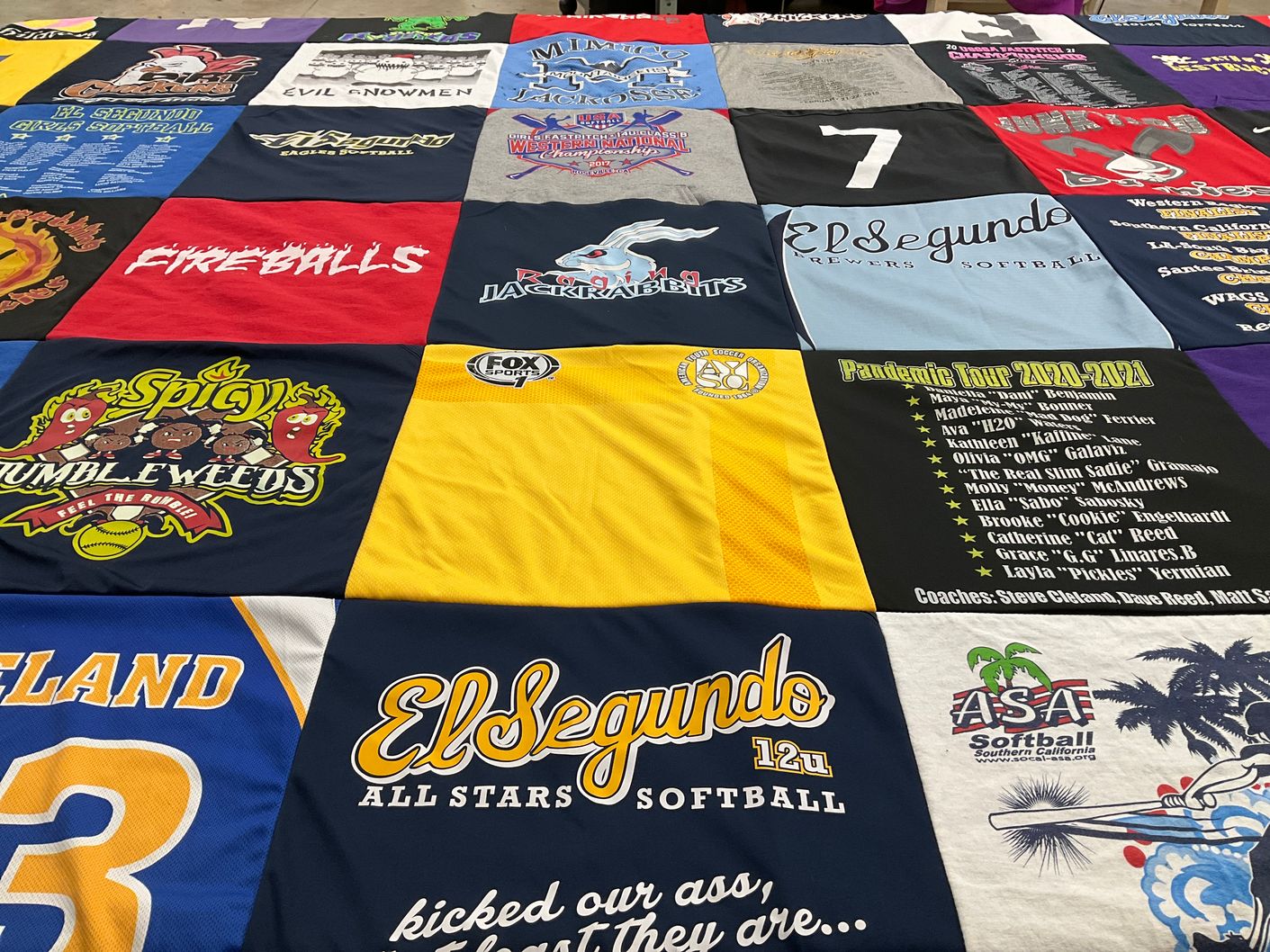 T-shirt quilt featuring el segundo all stars softball by Steve from NV
