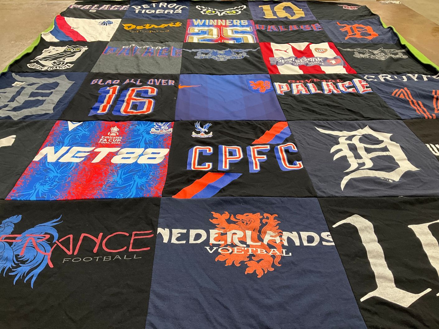 T-shirt quilt featuring detroit tigers, crystal palace football club by Devin from NE