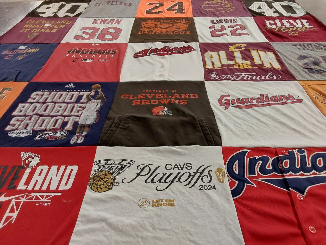 T-shirt quilt featuring cleveland guardians, cleveland cavaliers by Natalie from OH