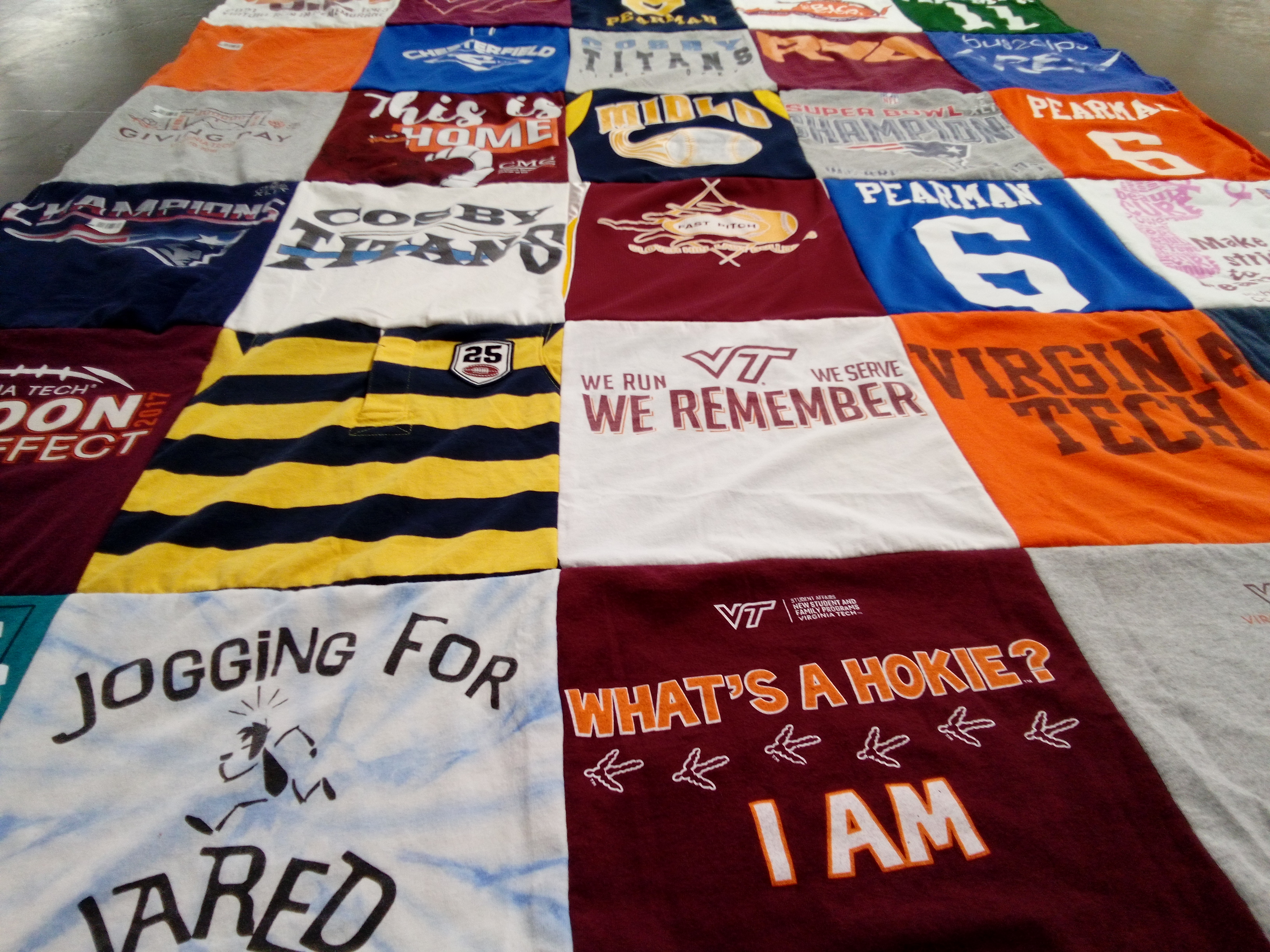 T-shirt quilt featuring virginia tech hockey, clover hill high school softball by Taylor from VA
