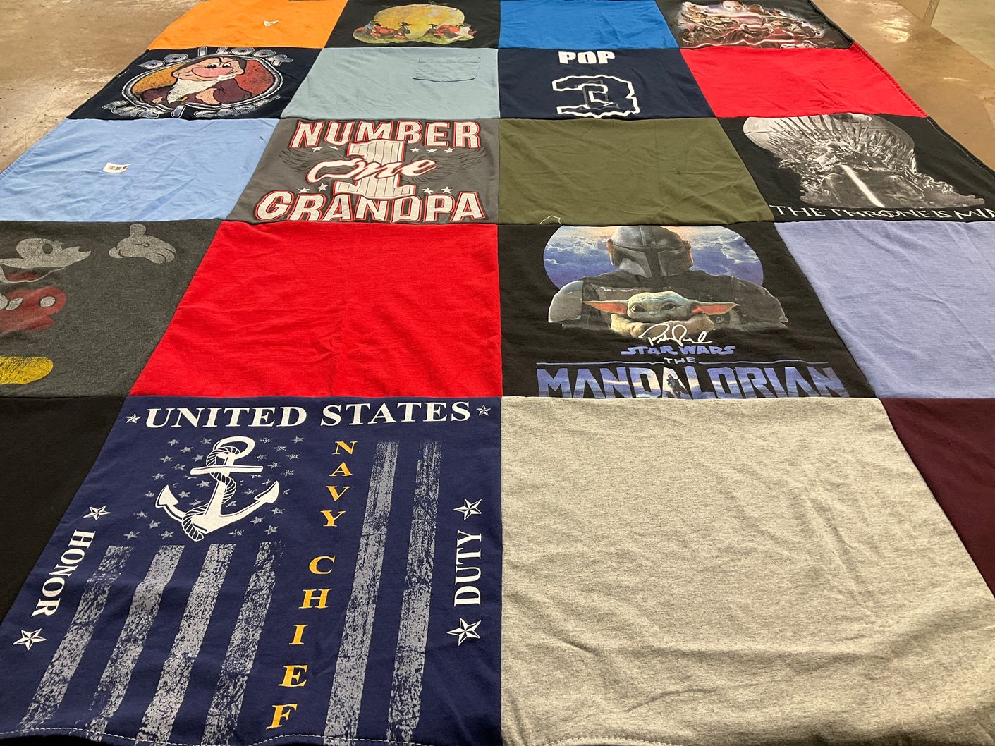 T-shirt quilt with cartoons, movies themes by Joshua from KY