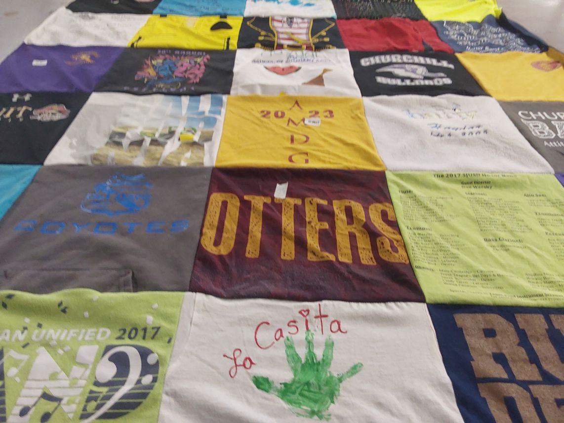 T-shirt quilt featuring churchill high school by rana from CA