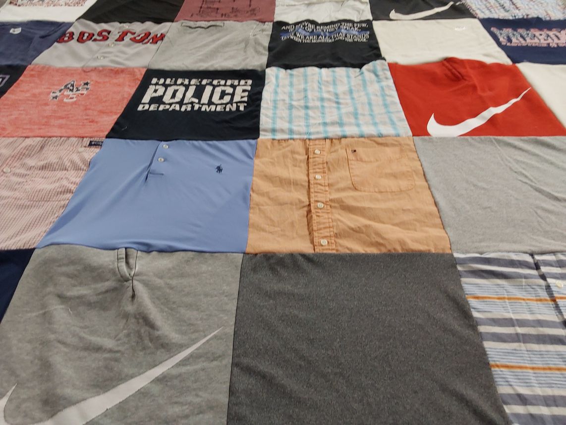 T-shirt quilt with sports, police themes by Hylie from TX