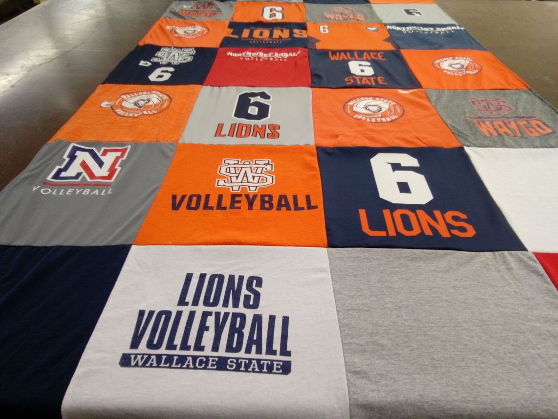 T-shirt quilt featuring lions volleyball by Regina from AL
