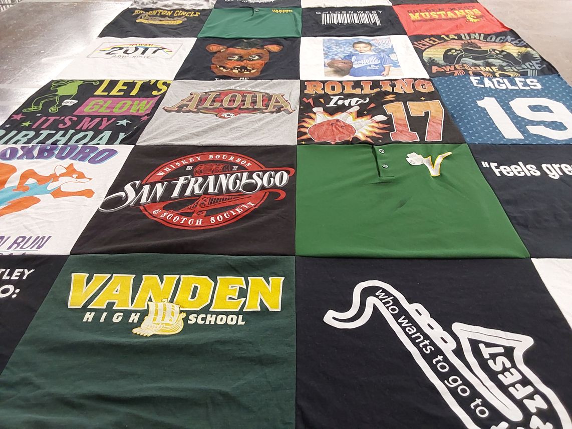 T-shirt quilt from vanden high school by Catherine from CA