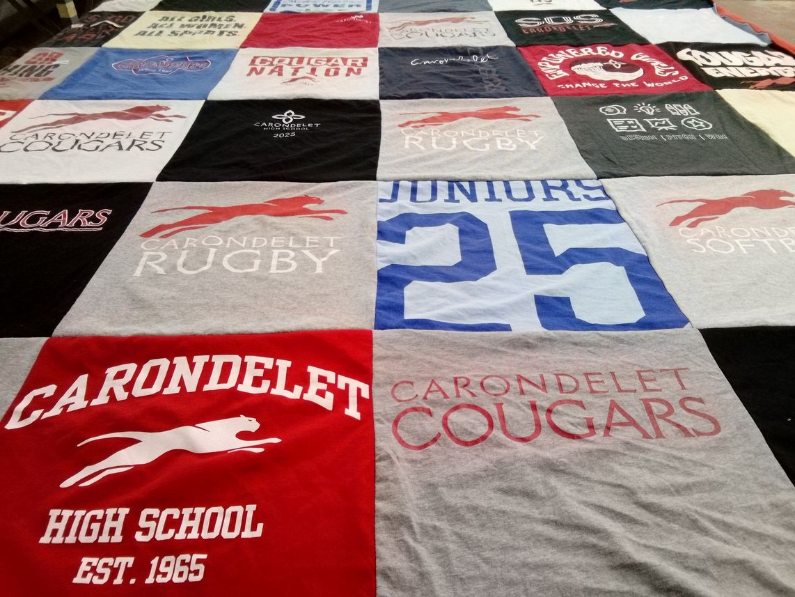 T-shirt quilt featuring carondelet cougars by Karlina from CA