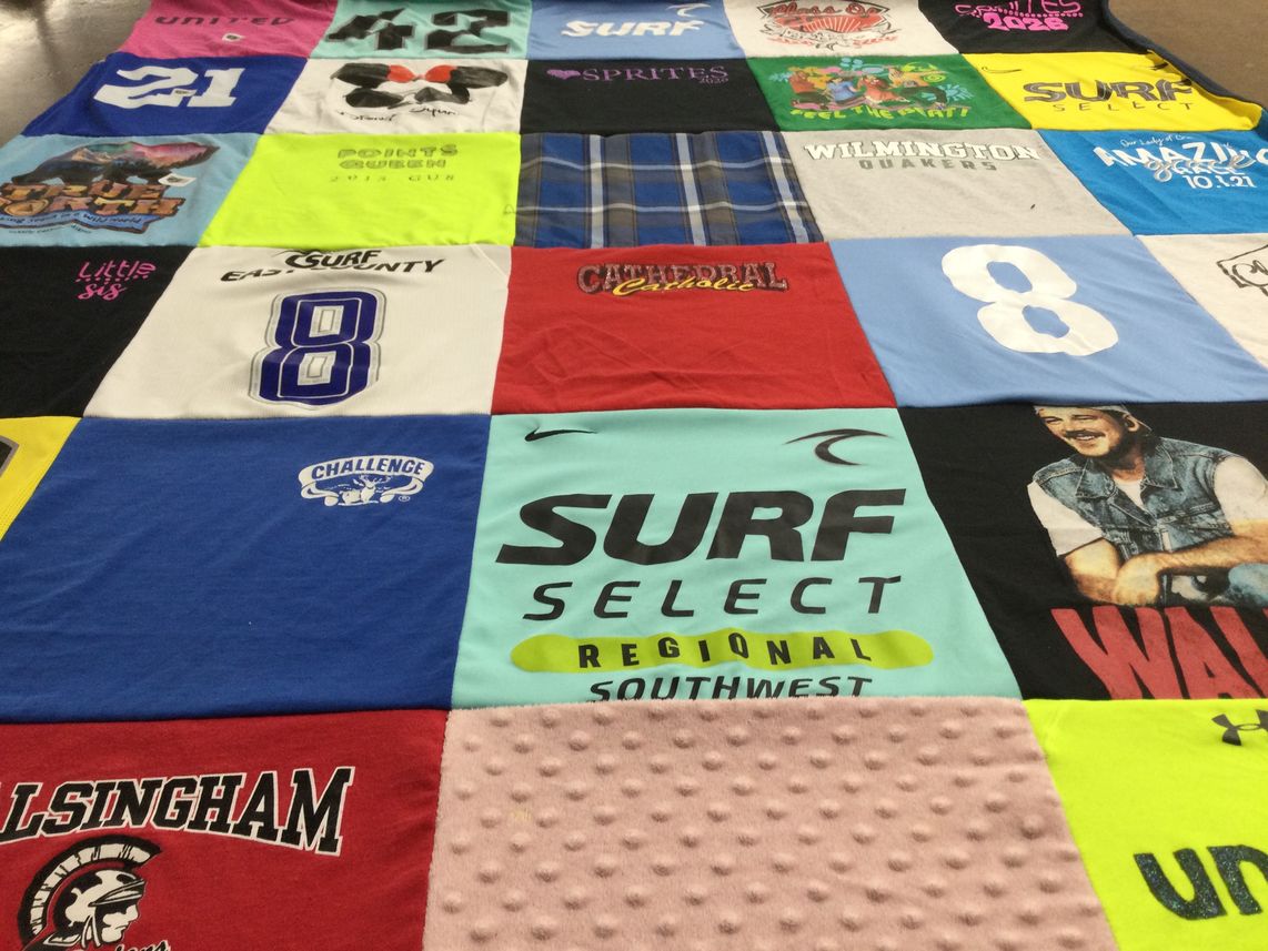 T-shirt quilt featuring wilmington quakers by Linda from VA