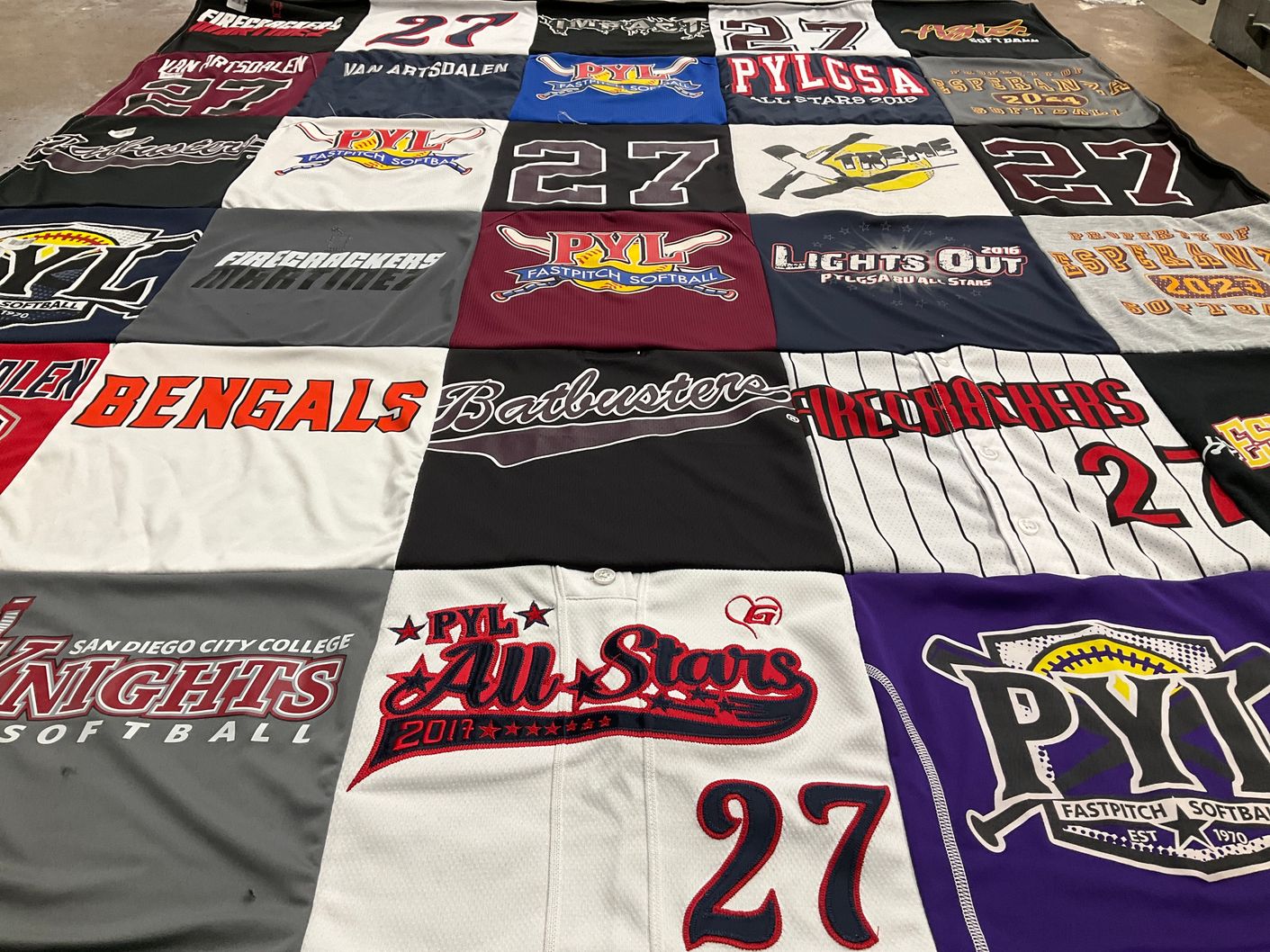 T-shirt quilt from san diego city college by Christa from CA