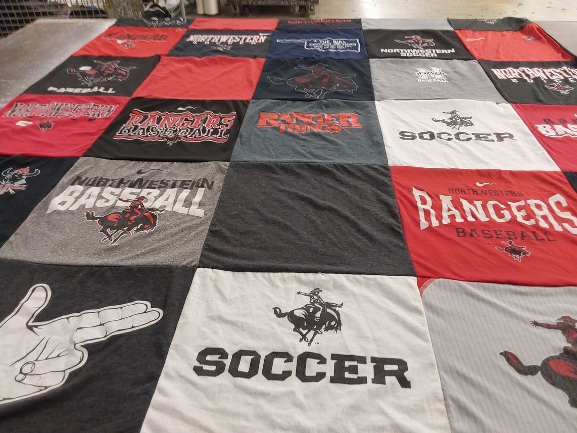 T-shirt quilt featuring northwestern rangers baseball by LINDSAY from KS