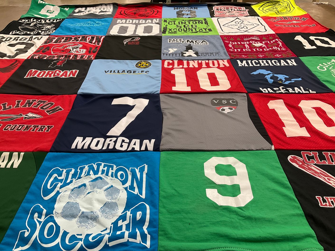 T-shirt quilt featuring clinton high school soccer team by Sarah from MI