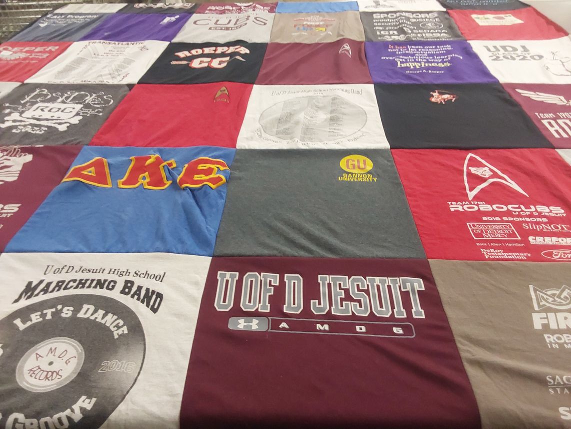 T-shirt quilt featuring u of d jesuit high school marching band, team 1721 robocubbs by Denise from AR