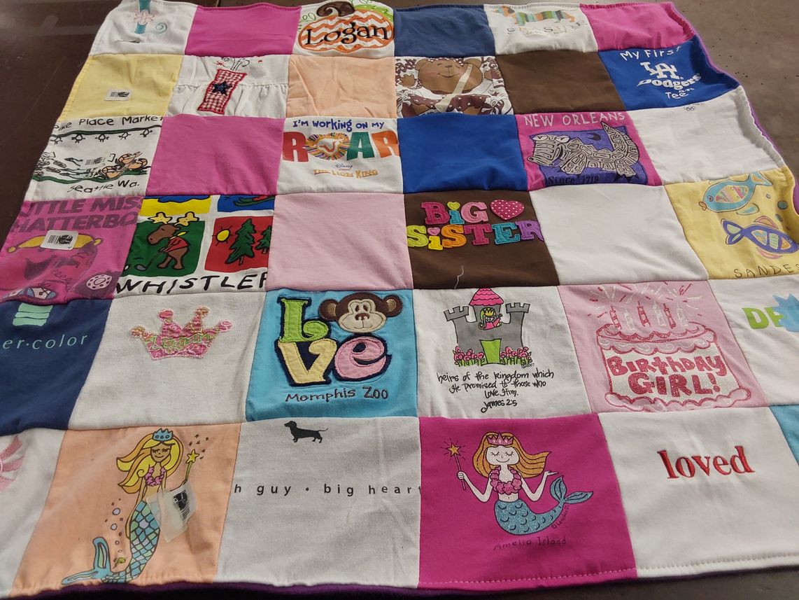 T-shirt quilt with disney, animals themes by Kristie from MS