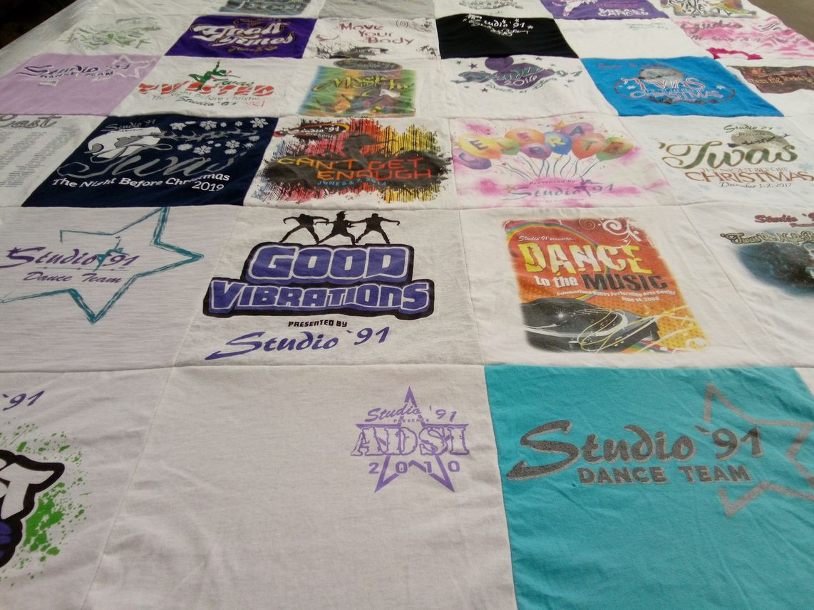 T-shirt quilt with dance themes by Shelley from PA