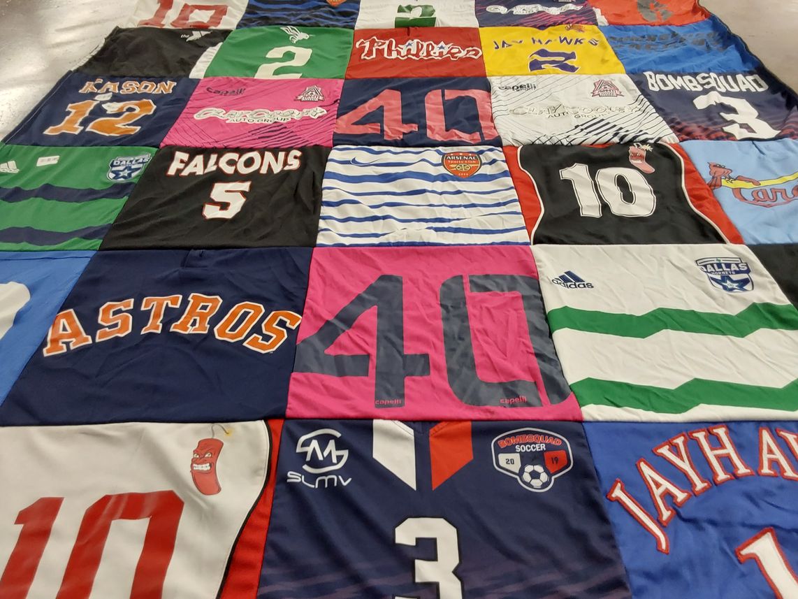 T-shirt quilt featuring houston astros, dallas soccer by Stephanie from TX