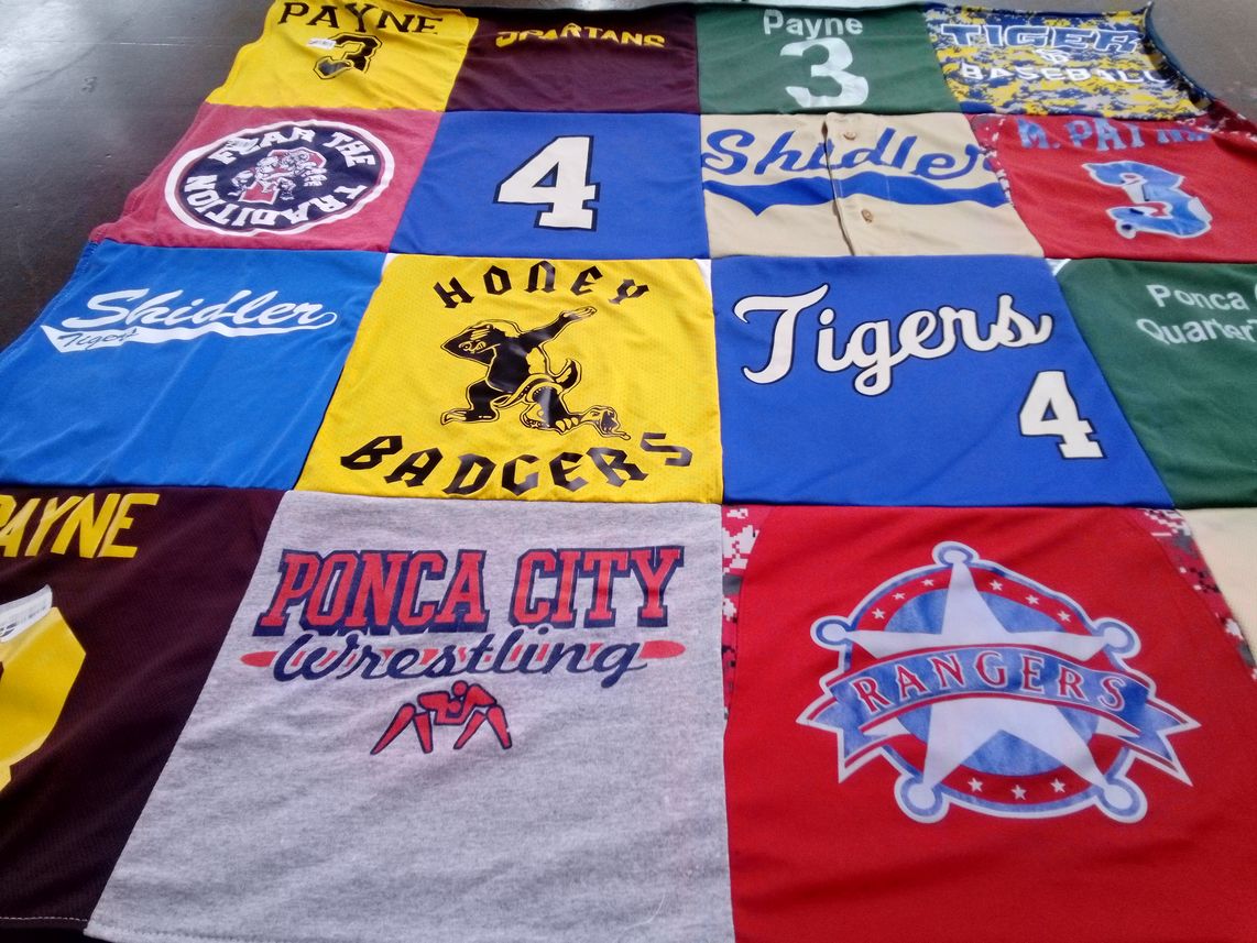 T-shirt quilt featuring payne high school, ponca city wrestling team by Claudia from OK