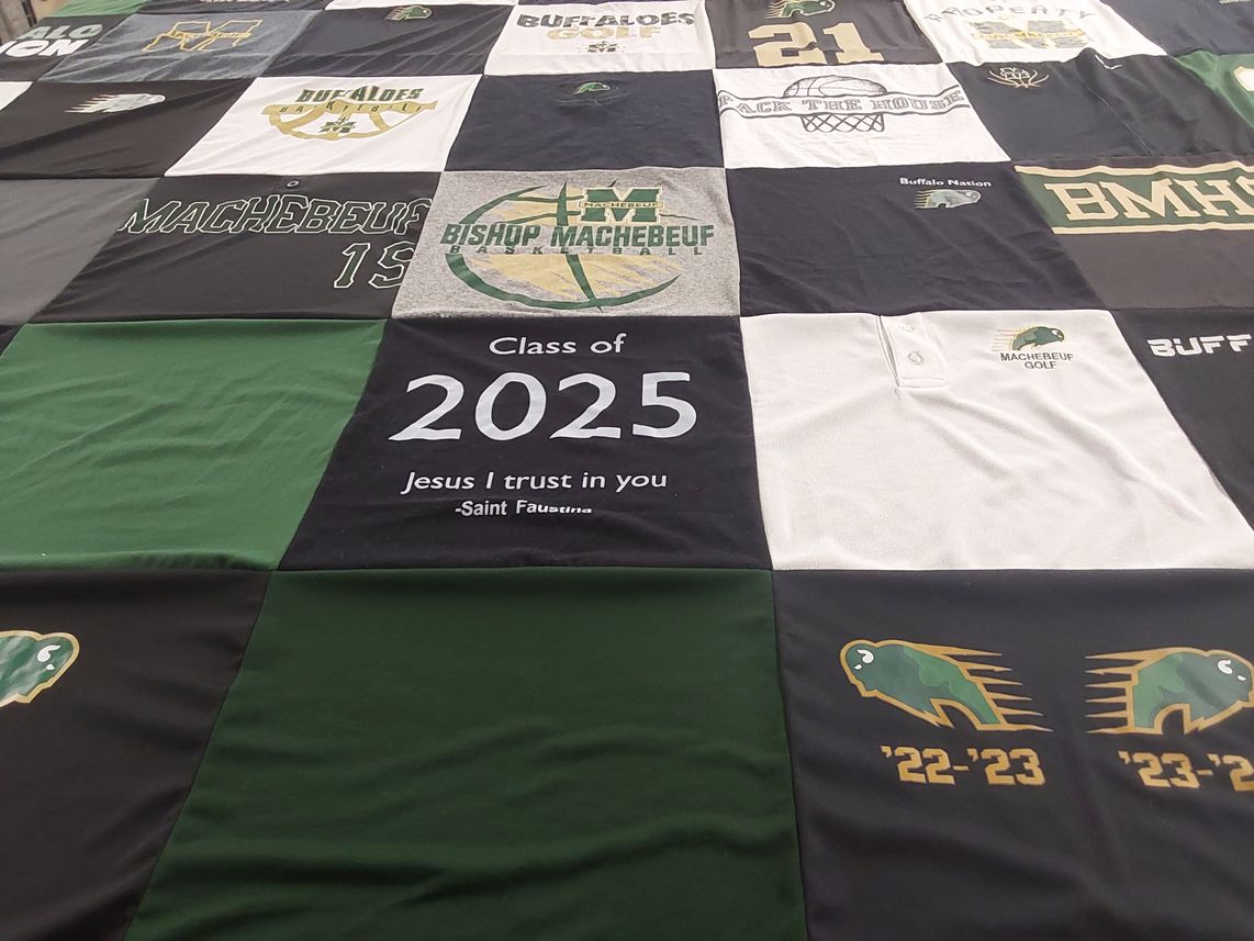 T-shirt quilt featuring bishop machebeuf basketball, bishop machebeuf golf by jill from CO