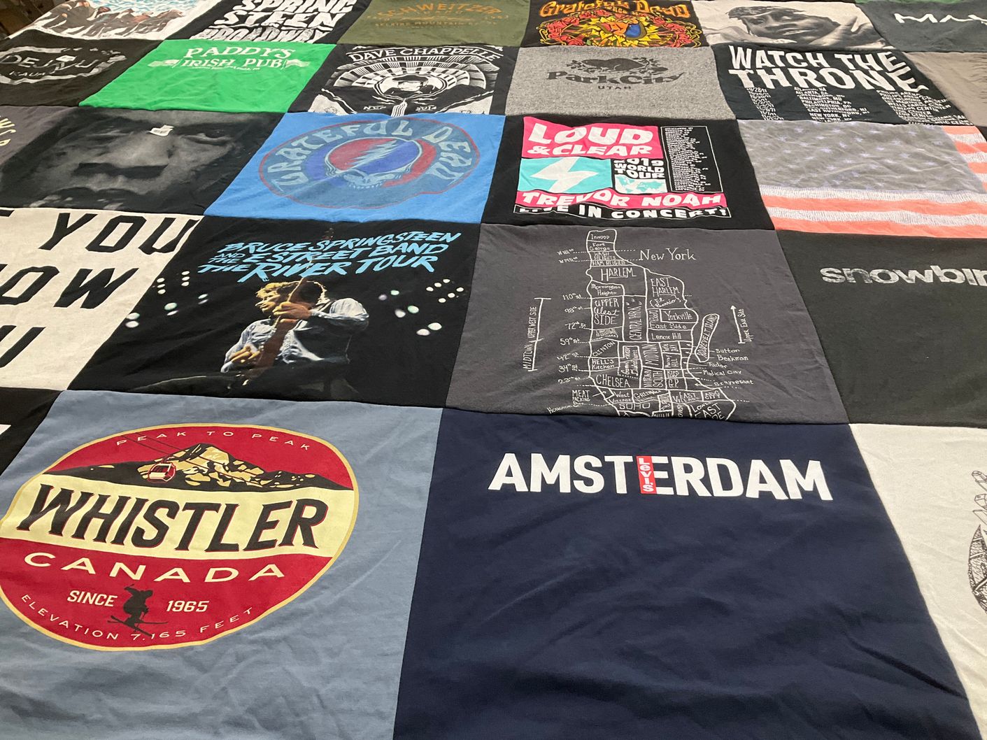 T-shirt quilt with music, comedy themes by Brandon from WA
