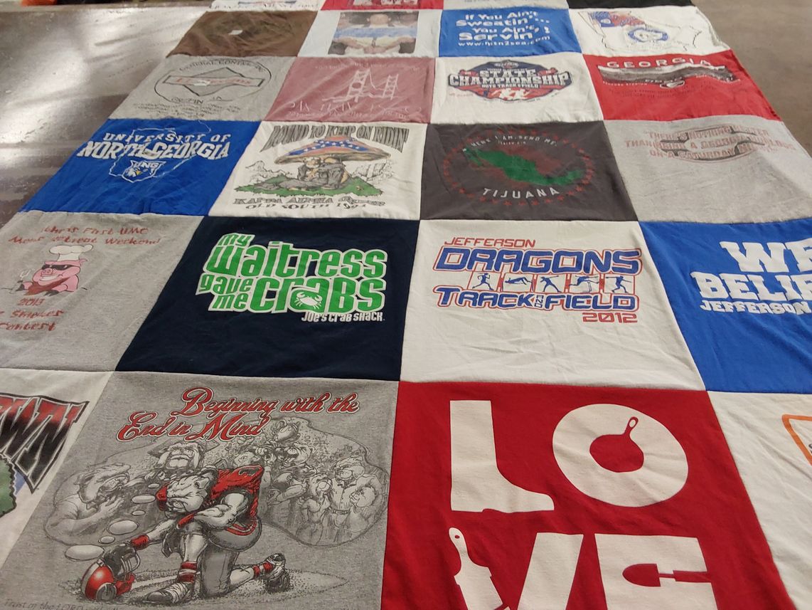 T-shirt quilt featuring jefferson dragons track and field by Angela from GA