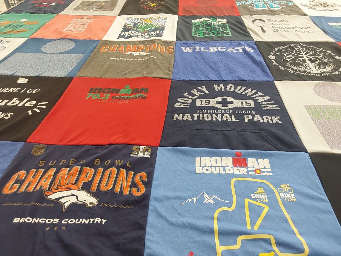 T-shirt quilt featuring denver broncos by Bonnie from CO