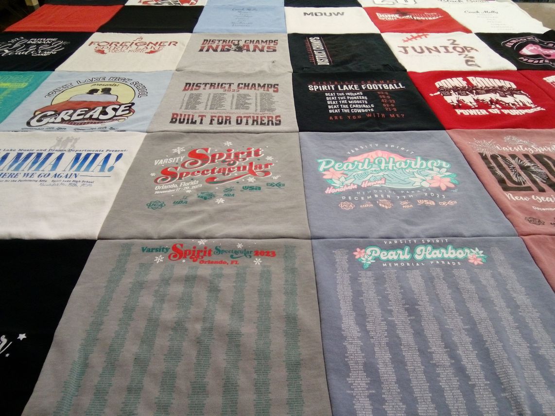 T-shirt quilt featuring spirit lake football by Cindy from IA