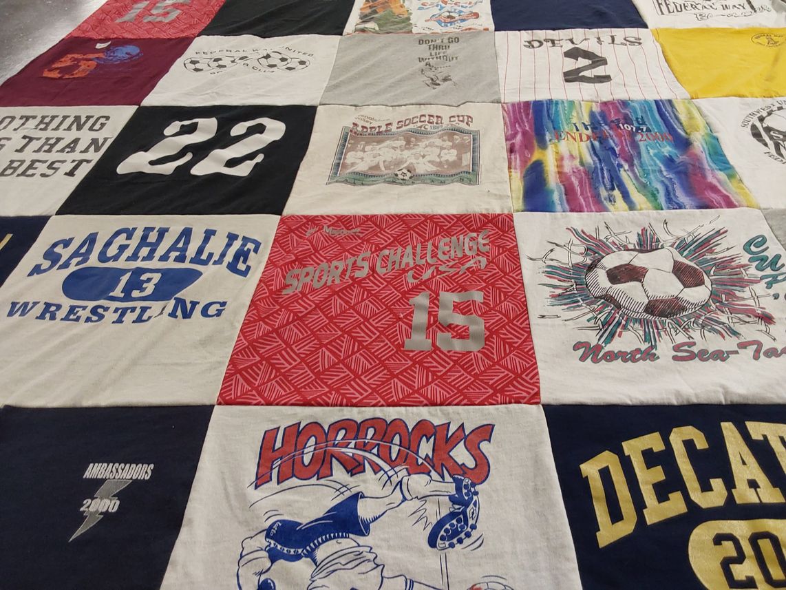 T-shirt quilt from saghalie middle school by Sharon from WA