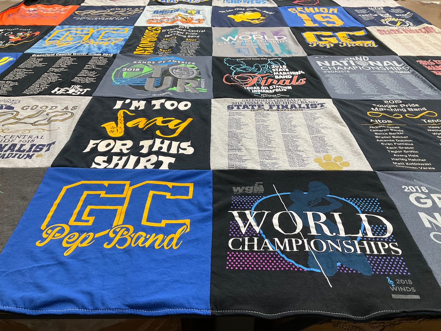 T-shirt quilt from greenfield central high school by Alexis from IN