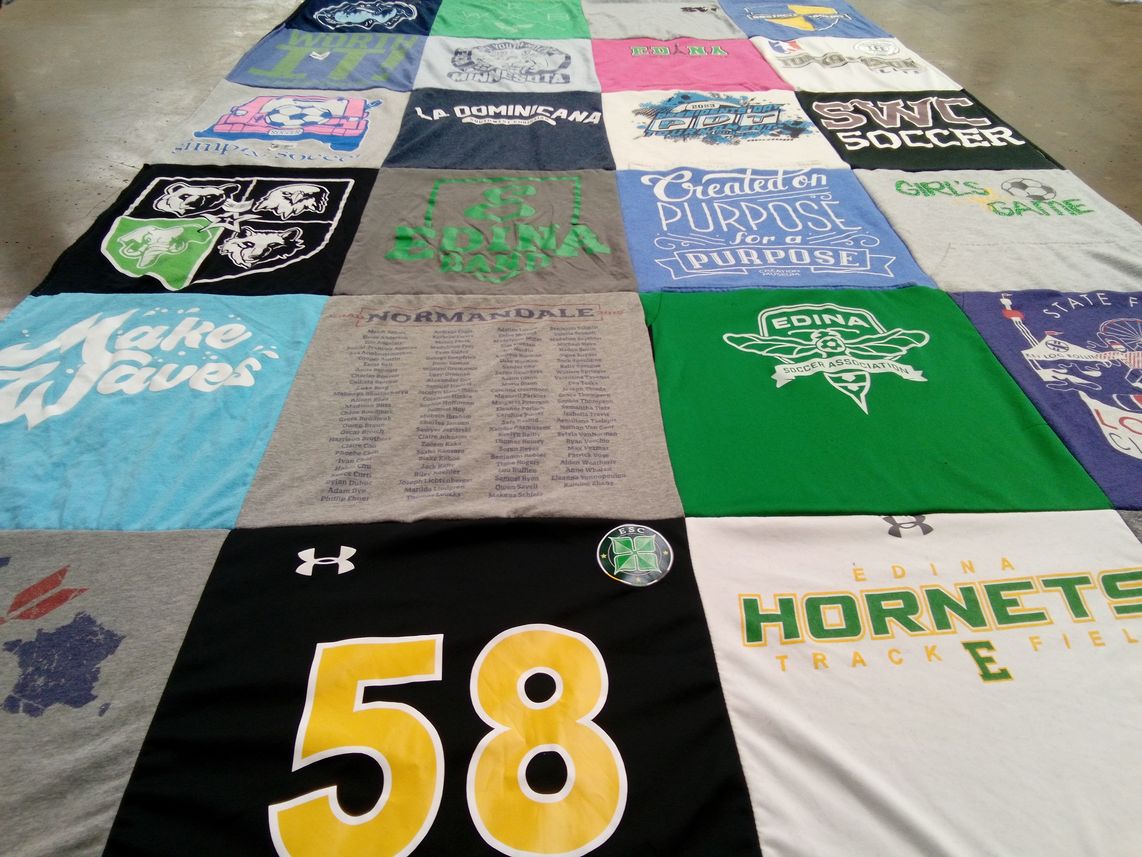 T-shirt quilt featuring edina high school soccer, edina high school track and field by Sarah  from MN