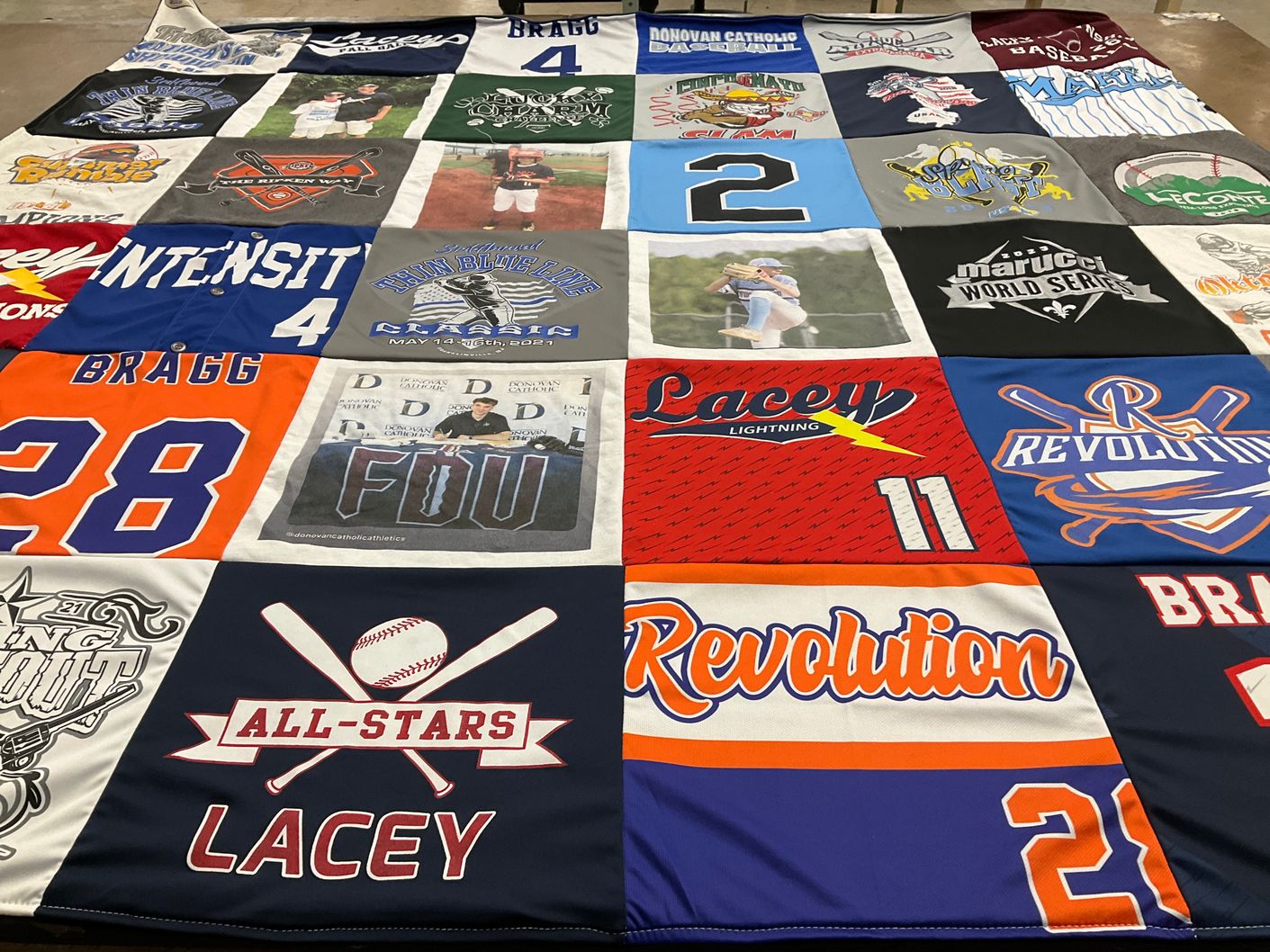 T-shirt quilt featuring lacey lightning, revolution by ERIN from NJ