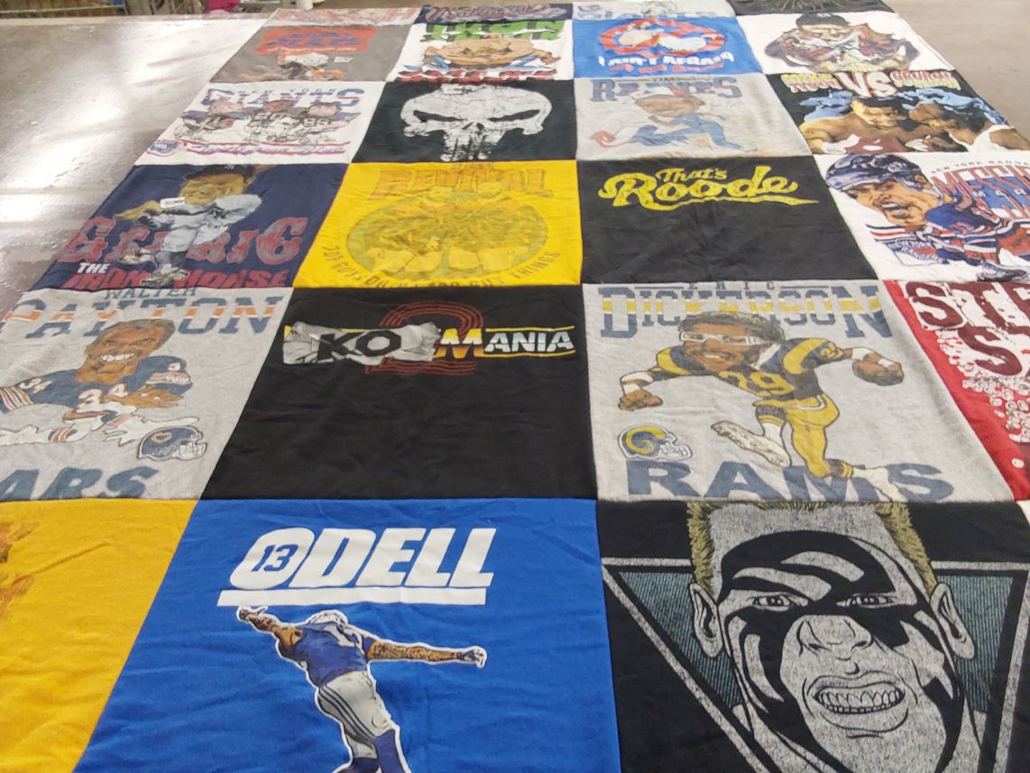 T-shirt quilt featuring los angeles rams, chicago bears by Jeannie from NC