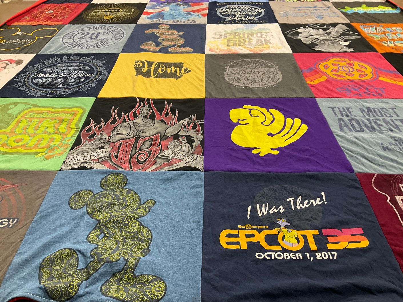 T-shirt quilt with disney, travel themes by Ryne from FL