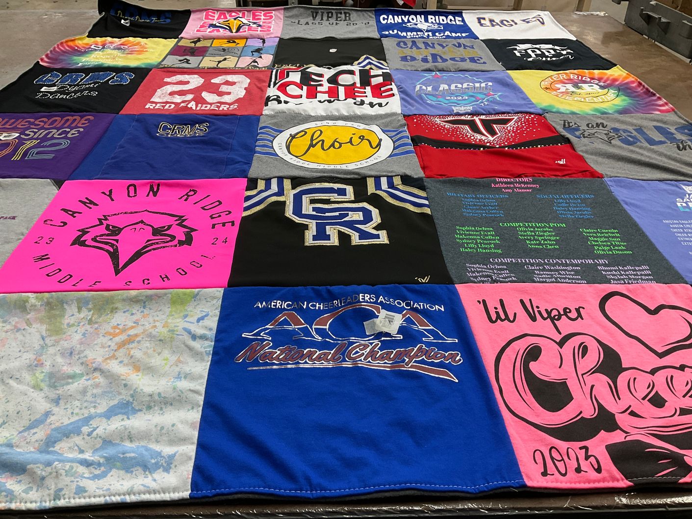T-shirt quilt featuring canyon ridge cheer team, eagles cheer team by Jill from TX