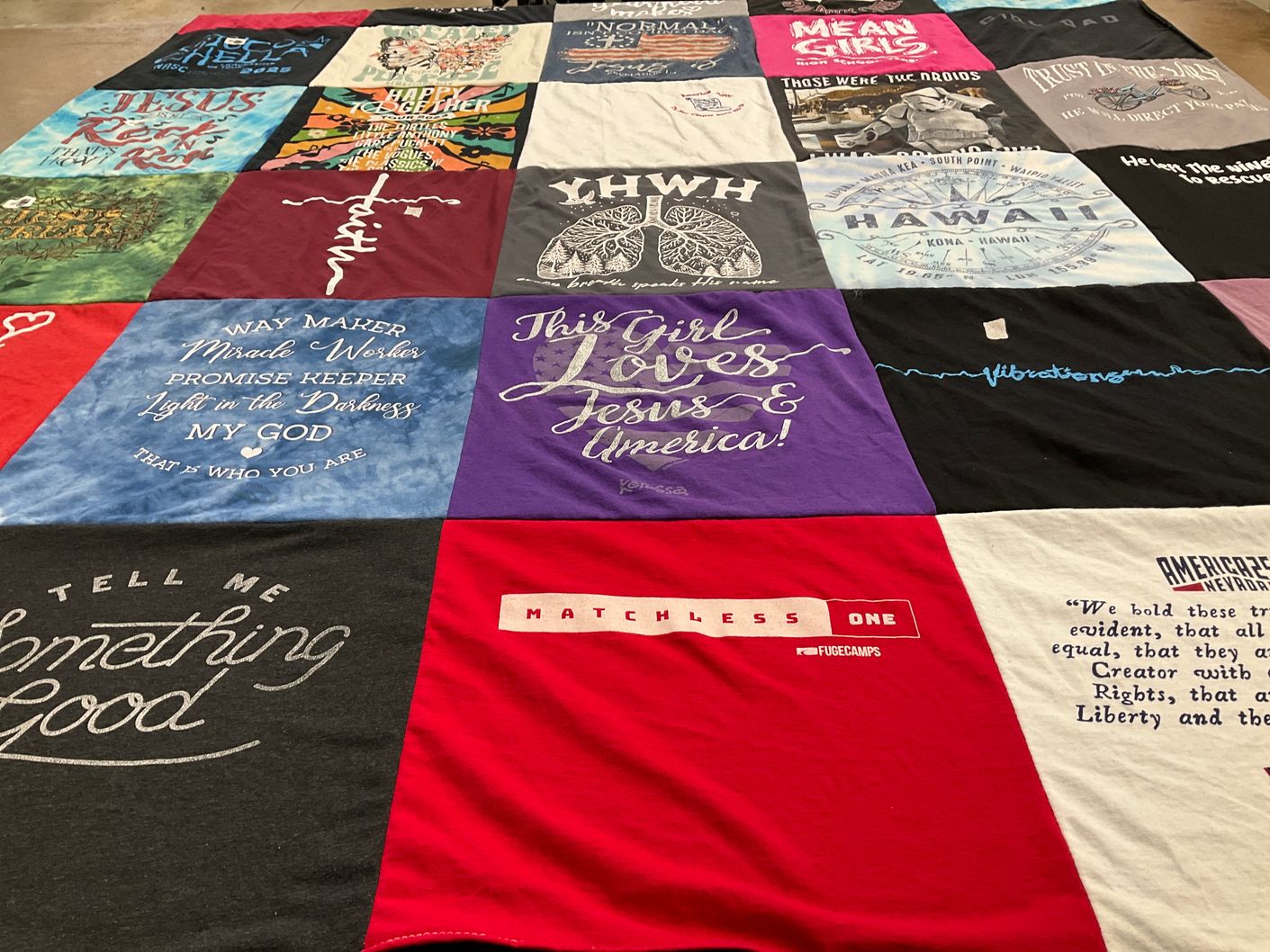 T-shirt quilt with faith, family themes by Jamie from NV