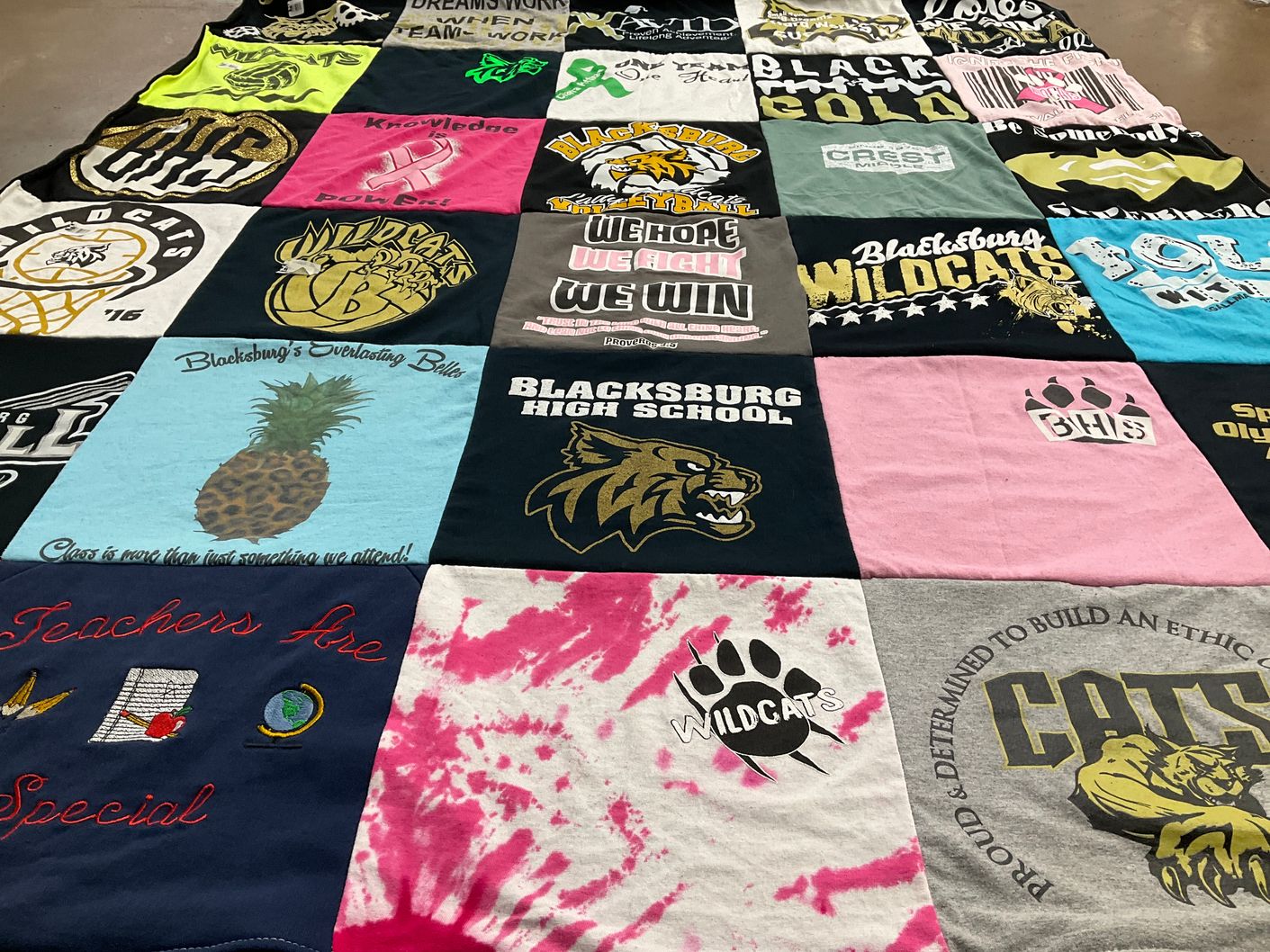 T-shirt quilt featuring blacksburg wildcats by Carol from SC