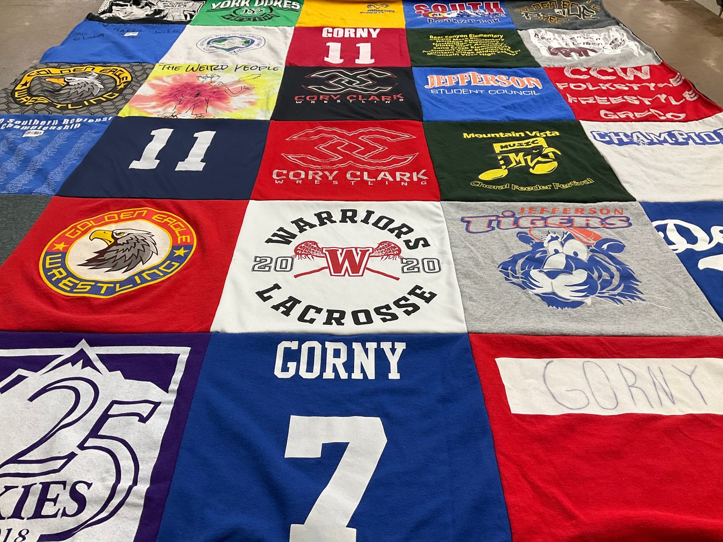 T-shirt quilt featuring cory clark lacrosse team, jefferson tigers by Petrina from IL