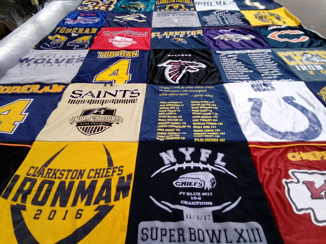 T-shirt quilt featuring clarkston chiefs, indianapolis colts by Nicole from MI