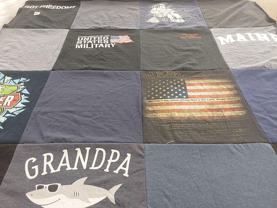 T-shirt quilt with military, patriotism themes by Todd from MT