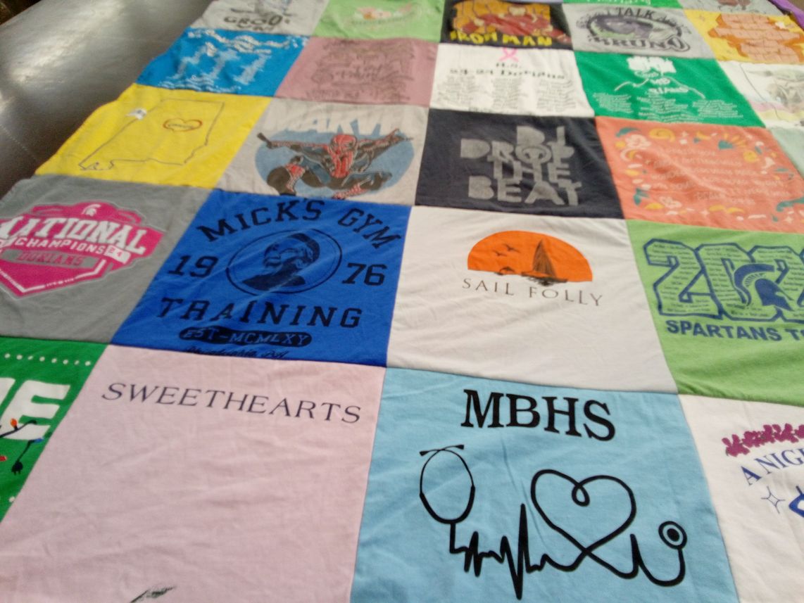 T-shirt quilt featuring spartans by Sara Ellen from AL